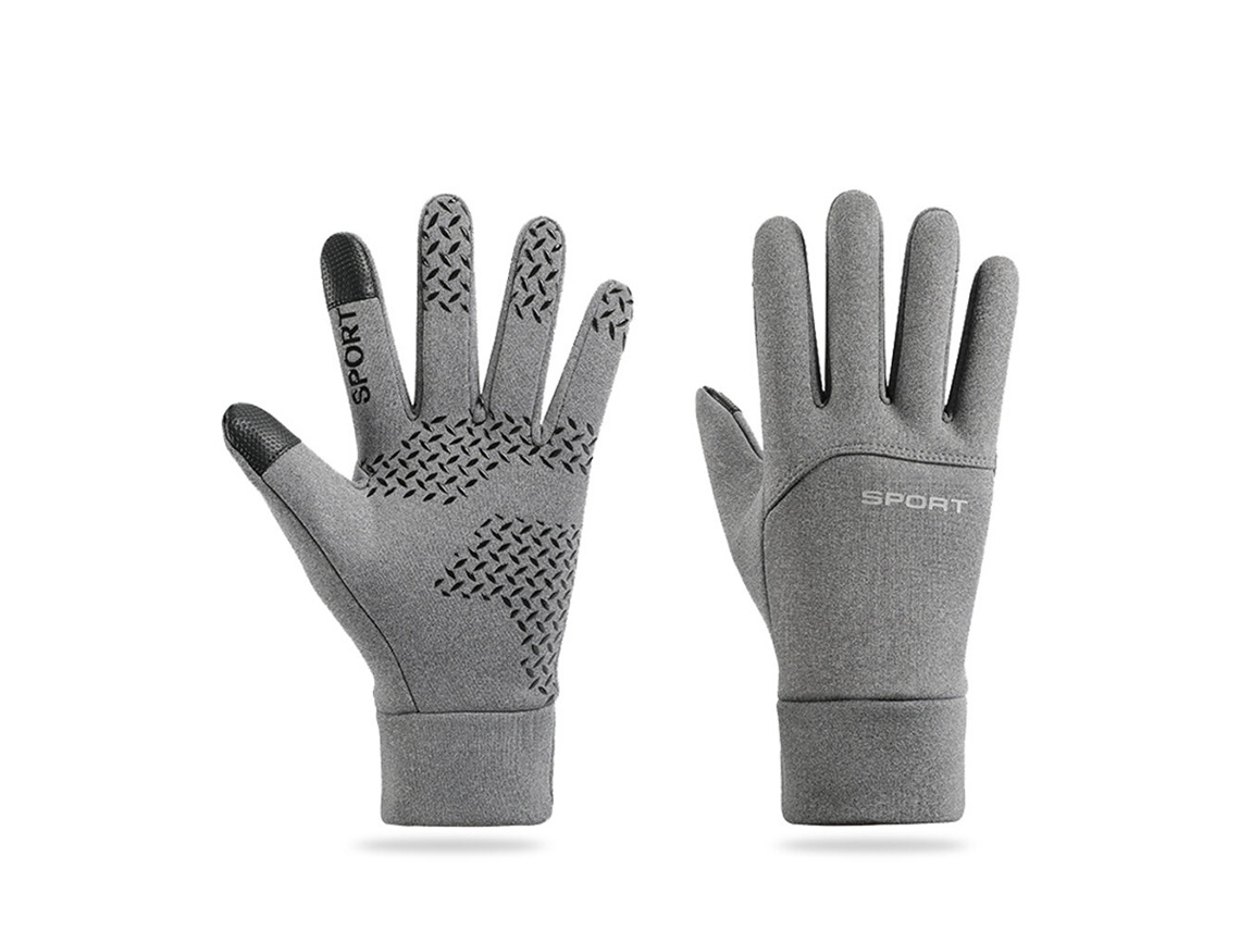 Gris 1 Par Guantes Deportivos Invierno Cálidos Táctil Cortavientos Impermeables Antideslizantes Ciclismo Pesca Moto Correr Esquí