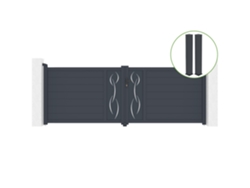 Puerta abatible 3,5m LIFE H.120cm aluminio gris 2 postes 20x20cm H.166cm CASANOOV