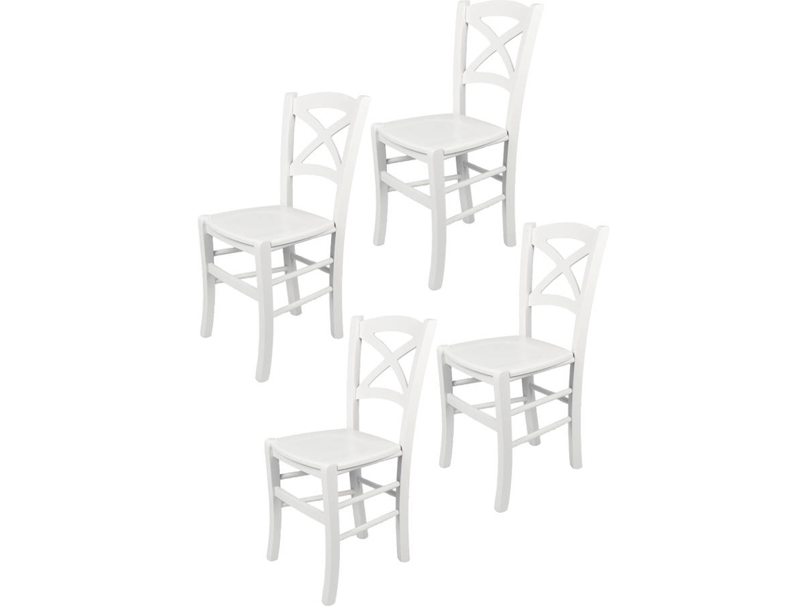 Conjunto de 4 Cadeiras T M C S Cross (Branco Lacado - 88x43x46 cm - Madeira)