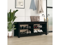 Banco Zapatero Organizador en Pino Macizo Negro 110X38X45,5 Cm