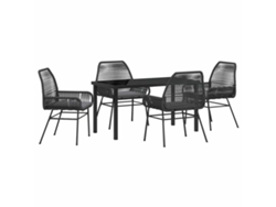 Juego de comedor de jardín de 5 piezas con cojines, mimbre marrón, EXCLUSIVO DE LA CASA