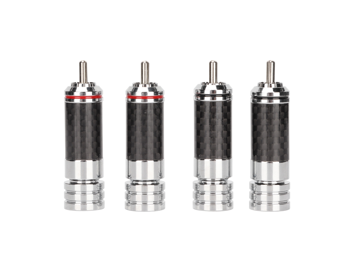 4 Conectores De Cable Rca Cromados Para Equipos De Altavoces Con Diámetro De Cable De 9 Mm