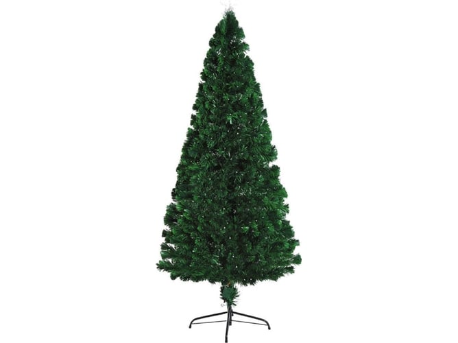 Homcom De 180cm artificial con soporte luces led multicolores verde natural material pvc navideño 830061 metal 82x180cm