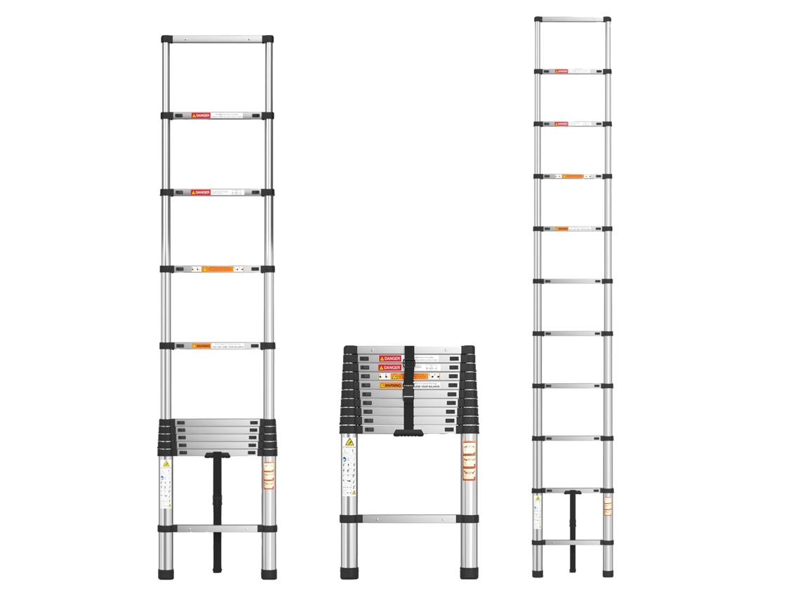 Escalera telescópica, altura regulable, diseño en forma de A, 3,2 m