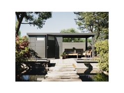 Caseta de Jardin metálica NH7 con Apoyo abierto grande a la derecha | Antracita | (298 x 238) + (284 x 238) - NOVO HABITAT