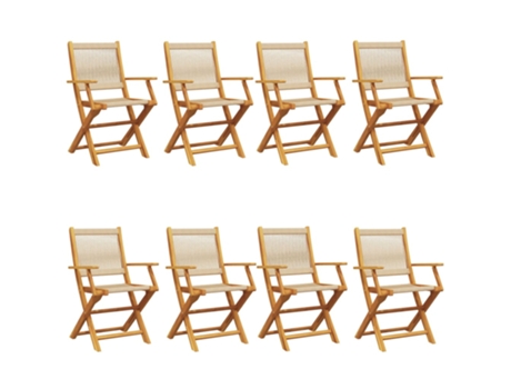 Conjunto 8 Silla De Jardín VIDAXL Beige Madera