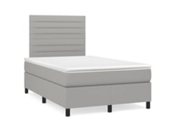 Cama Box Spring Con Colchón Tela Gris Claro 120x190 Cm