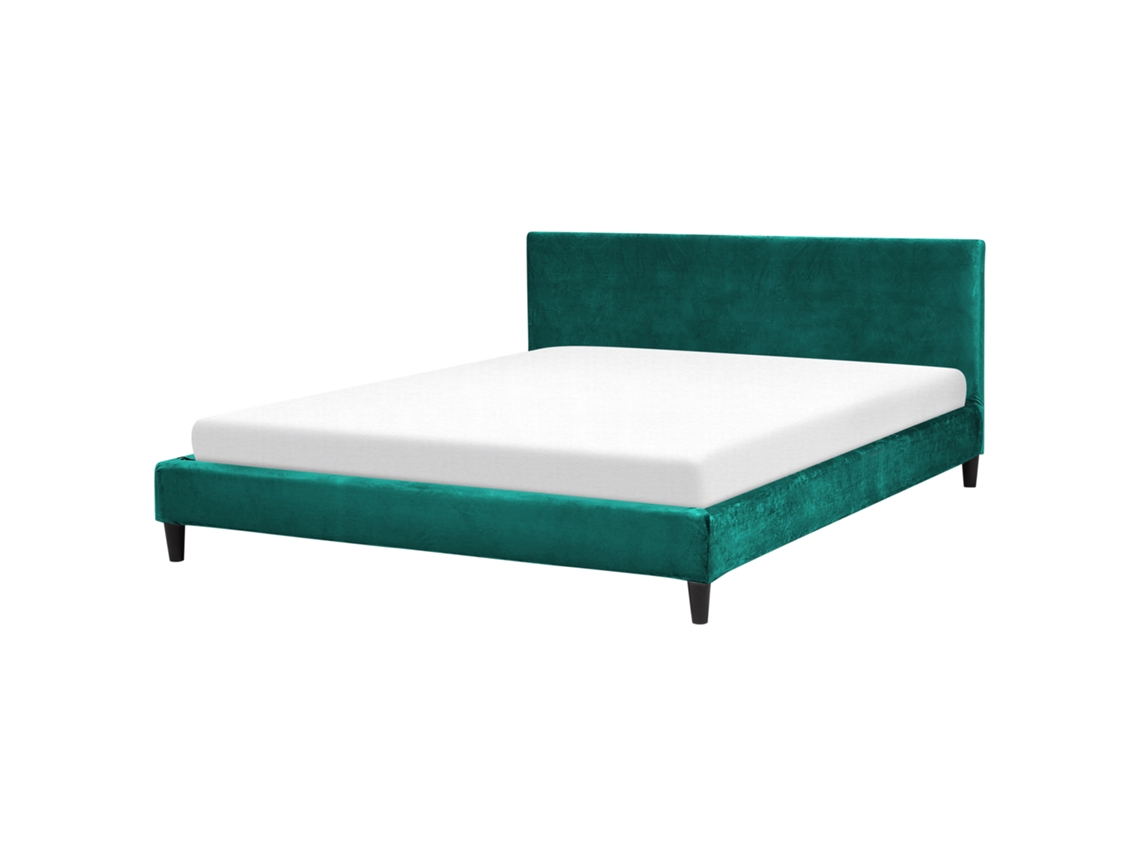 Cama con somier BELIANI Fitou de Terciopelo Verde 190x214x87