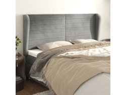 Cabecero Con Orejas De Terciopelo Gris Claro 203x23x118/128 Cm