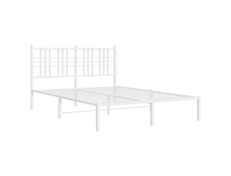 Cama con Cabecero VIDAXL Metal Blanco (135x190cm)