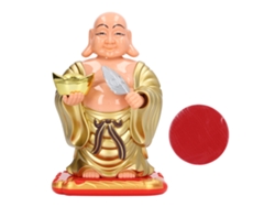 Adorno De Tamaño Mediano Del Buda Maitreya Con Luz Solar Oscilante Para La Decoración Del Hogar Y Del Automóvil.