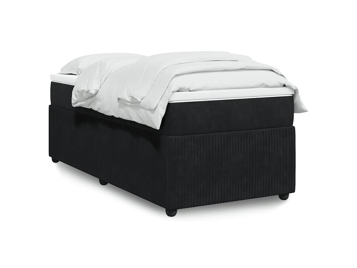 Cama box spring con colchón terciopelo negro 80x200 cm
