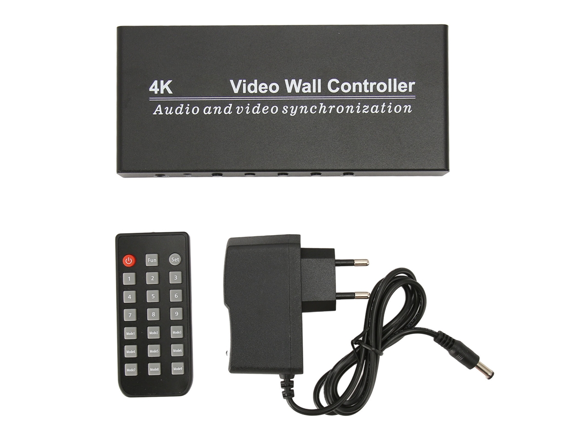 Controlador De Parede De Vídeo 4k 30hz 1 Entrada 4 Saídas 9 Modos Processador Com Controle Remoto Eu