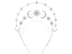 Tiara Prateada Com Glitter, Estrela E Lua, Coroa De Cristal De Três Camadas, Tiara