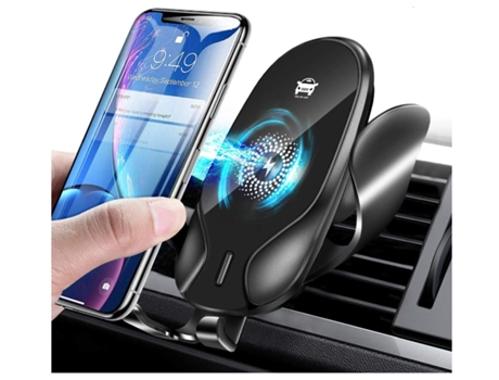 Cargador Carro Sem Carregamento Rápido Qi Android YIZHOOD Negro