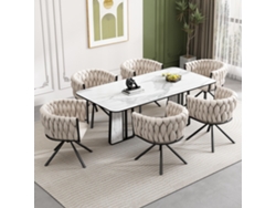 Juego de 6 sillas giratorias de terciopelo con brazos y patas de metal en estilo beige