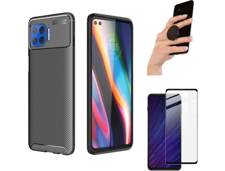 Carcasa, Protector y Popsocket Motorola Moto G 5G Plus Rugged Carbon Negro