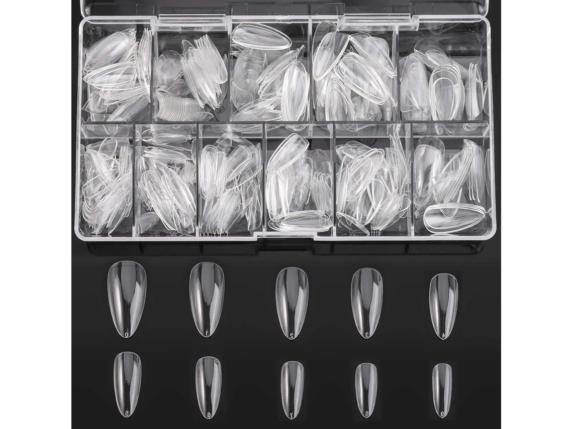 500 puntas de uñas acrílicas, tamaño mediano, con caja de manicura NEVEANCE
