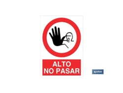Señal poliestireno 210x148mm. alto no pasar