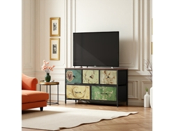 Cómoda con tela, mueble de almacenaje, torre de almacenaje para dormitorio, salón, pasillo, estructura de hierro Rosahqnda