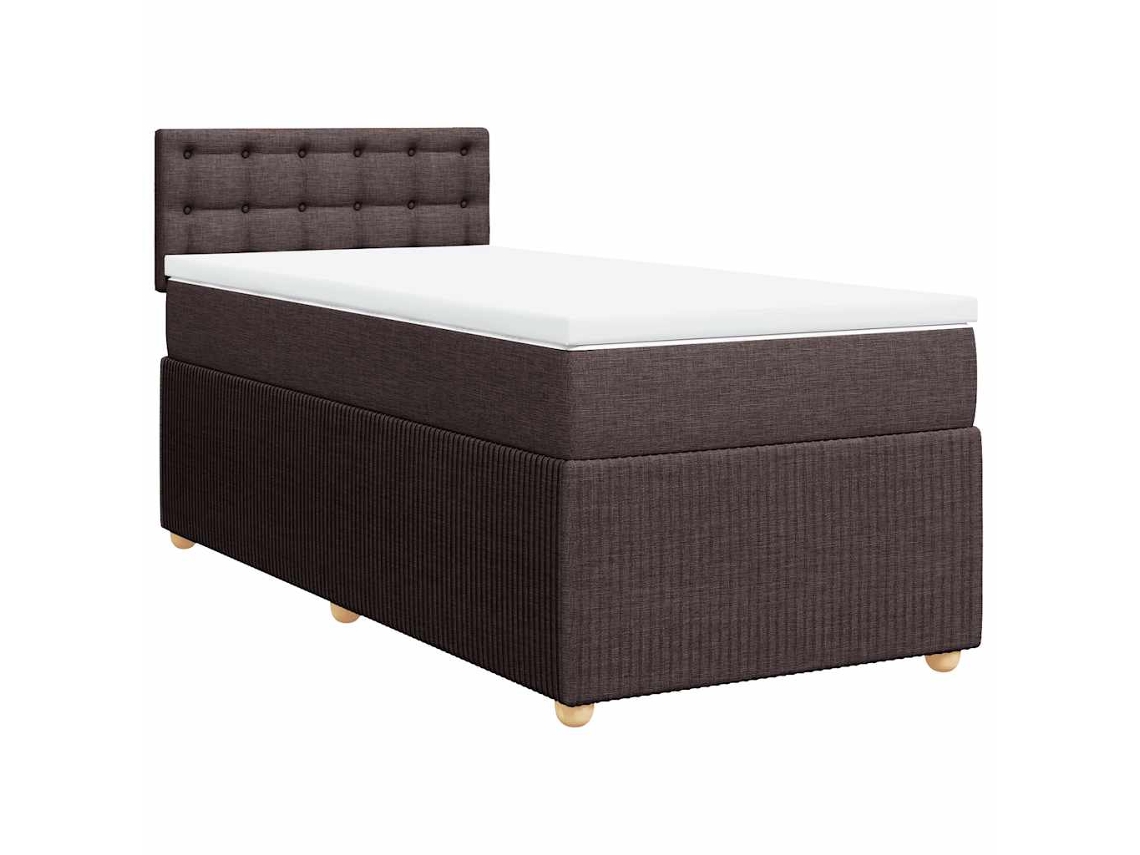 Maison Exclusive - Cama Box Spring Con Colchón Tela Marrón Oscuro 80x200 Cm