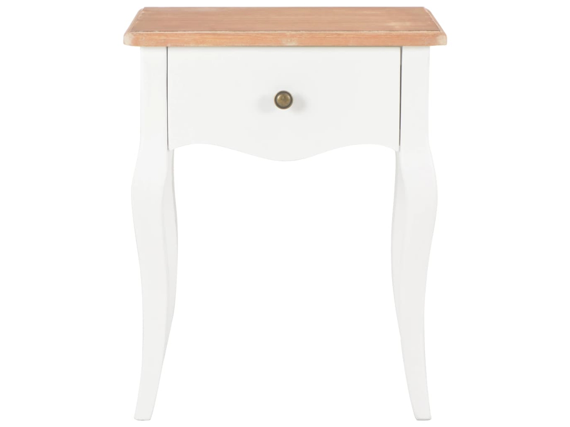 Maison Exclusive - Mesita De Noche Madera Maciza De Pino Blanco Marrón 40x30x50 Cm