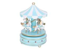2026-caja De Música Carrusel Merry Go Round Para Regalo De Navidad, Boda Y Cumpleaños Decoración Azul