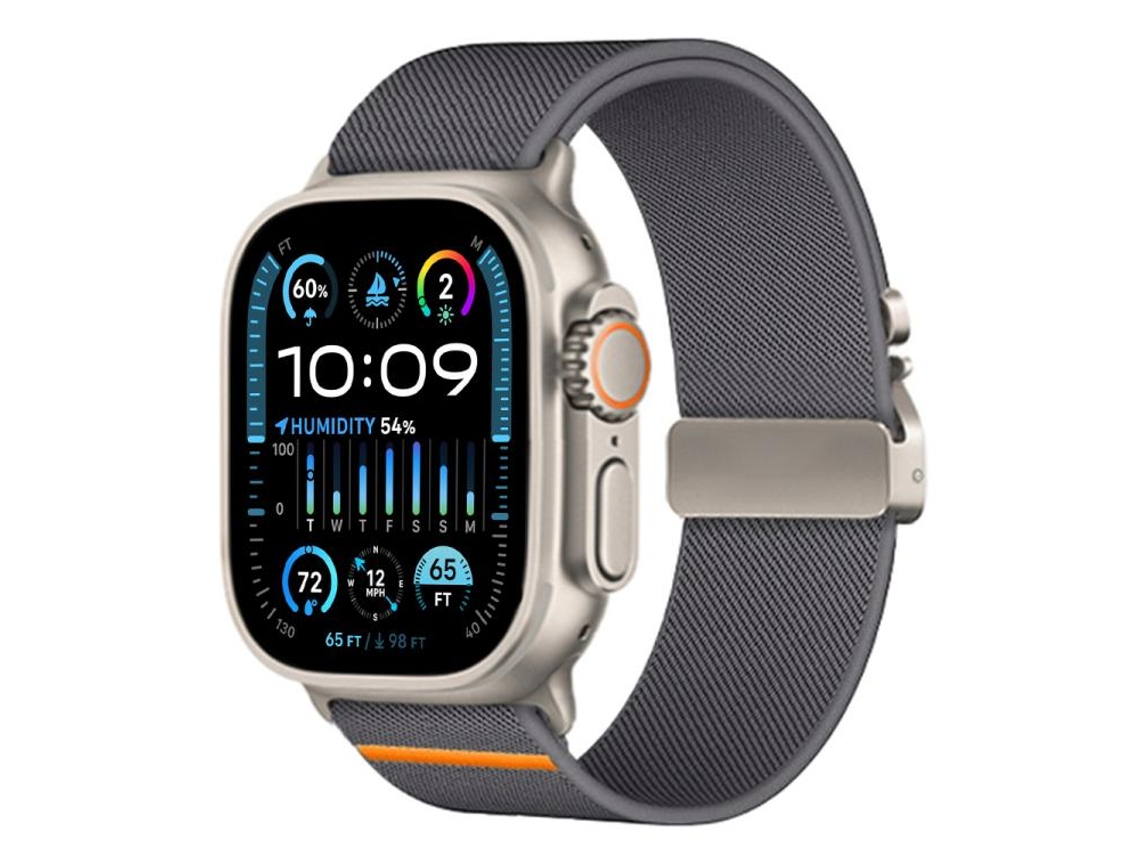 Bracelete Para Apple Watch 42/41/40/38mm - Nylon Elástico Com Fecho De Paraquedas Ajustável Cinza Escuro
