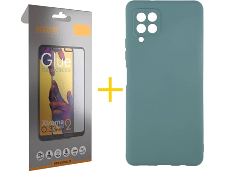 Kit Funda + Protector de Pantalla Samsung A12 5G ACCETEL Cristal Templado 4102 Verde