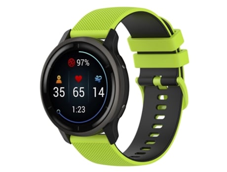 Correa de Silicona textura rejilla colorido con hebilla 22mm para Garmin Vivoactive 4/Forerunner 255 - verde claro/negro