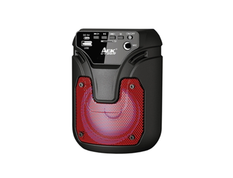 Altavoz Inalámbrico Portátil Con Luz Led, 5V, Parrilla Roja S-10302 Aek Cyber (Negro)