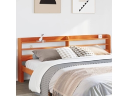 Cabecero De Cama Con Estantes Madera Maciza Pino Marrón 200 Cm