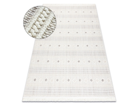 Alfombra DYWANY LUSZCZOW NANO FH69A Diamantes bucle tejido plano blanco / gris