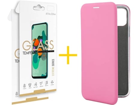 Kit Funda + Protector de Pantalla Apple iPhone 11 Pro Max SKYHE Flip Cover 0297 Rosa