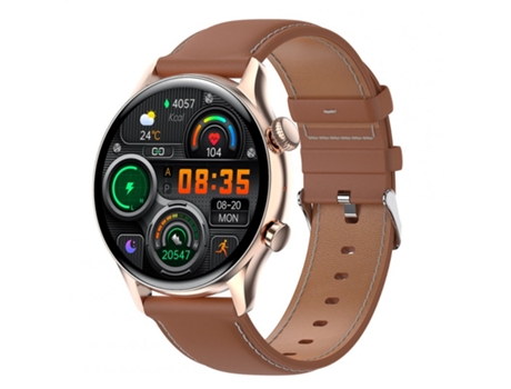 Smartwatch Bluetooth Llamadas Pago sin conexión Deportes sincronizados NFC Cuero Marrón Oro Oro