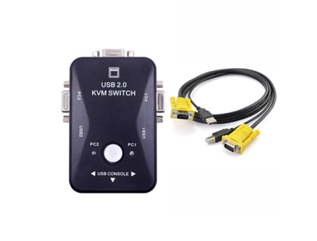 Switch Usb 2 0- Adaptador de caja divisora de cable Kvm Vga [Cable Kvm de 1 pieza]