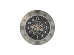 Reloj Pared Hierro Cristal Plateado 80x9x80cm