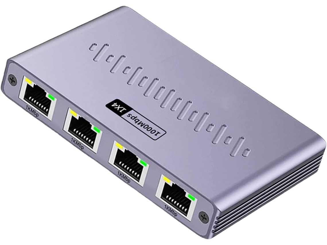 Divisor Gigabit Rj45 De 1 A 4 Puertos De Bajo Consumo Energético, Adaptador De Red De Aluminio, Alta Eficiencia Energética.