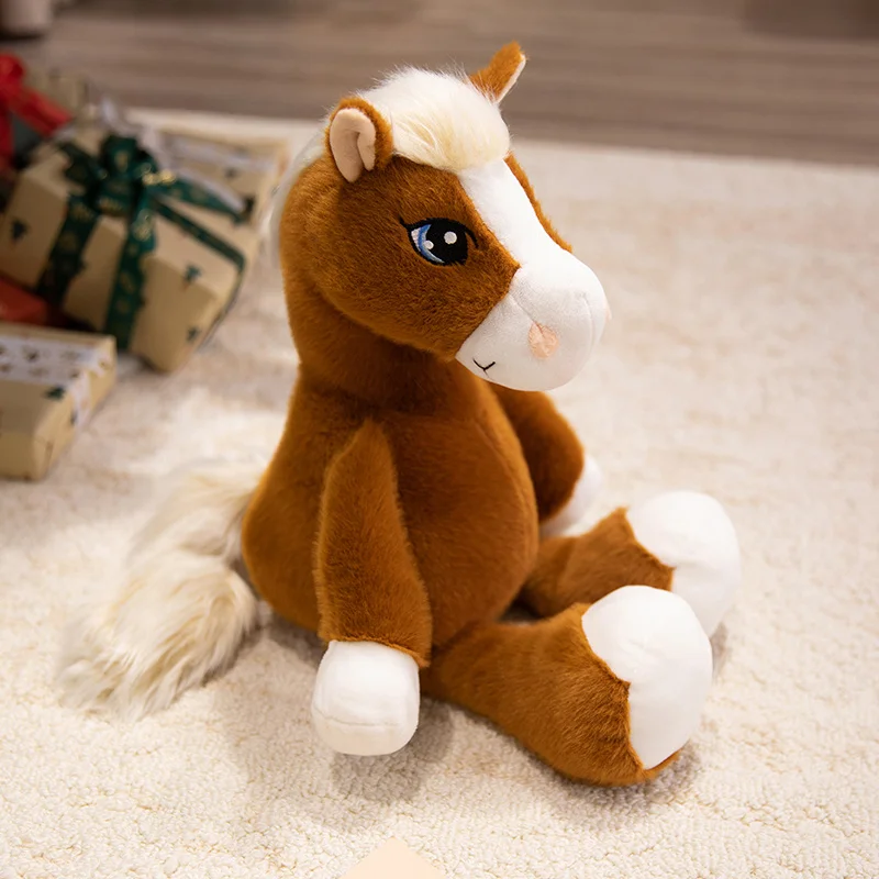 (marrón Oscuro, 53 Cm) Lindo Peluche De Caballo De Ojos Grandes, Peluche Suave