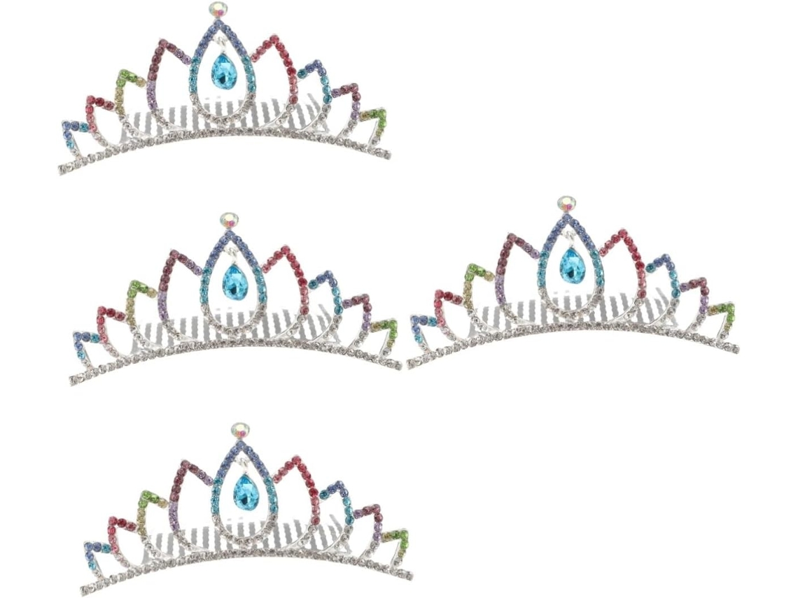Corona Nupcial De Diamantes De Imitación De 4 Piezas, Elegante Accesorio Para El Cabello Para Fiestas Y Bodas.