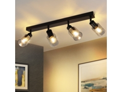 Lámpara de techo industrial negra E14 de 4 focos para sala de estar, Nettlife