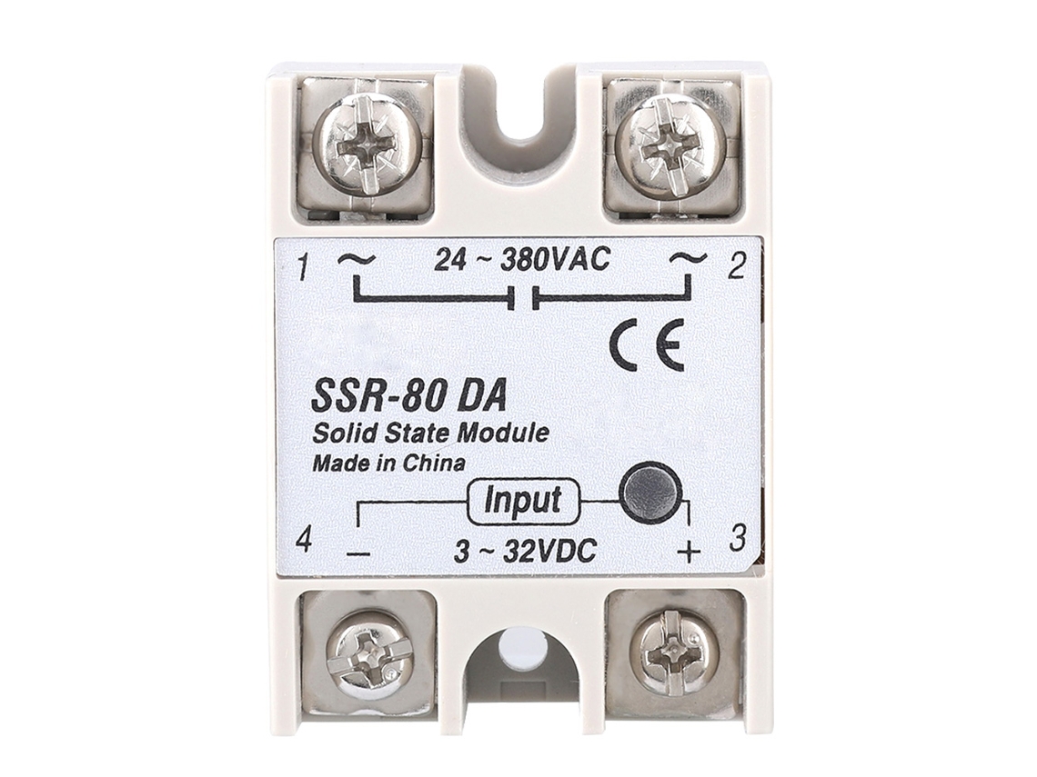 Relé De Estado Sólido Cc/ca Ssr-80da 80a 3-32 V Cc A 24-380 V Ca Para Control Automático
