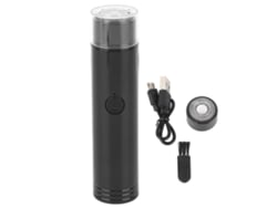 Aparador De Barba Elétrico Mini Portátil Recarregável Via Usb Com Cabeça De Corte Removível E Escova Preto