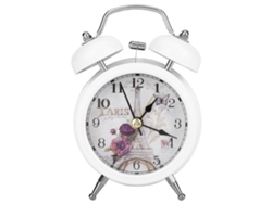 Mini reloj despertador digital silencioso de metal, estilo Baok-reloj, con luces intermitentes en la campana, para habitación de estudiante, color blanco.