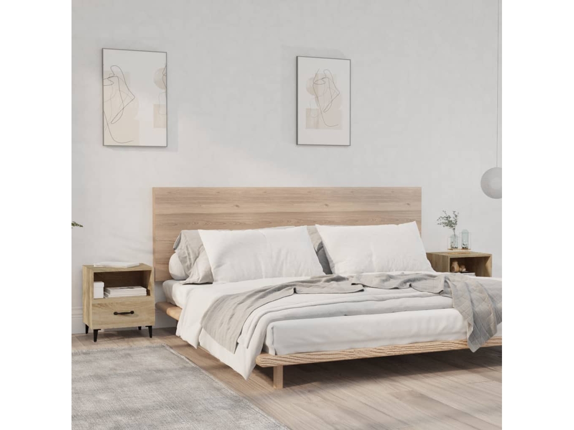 Mesitas de Noche LOVELY HOME Mesinha 2Pcs Derivados de Madeira Carvalho Sonoma