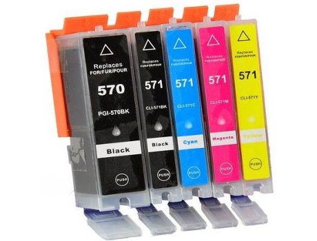 Pack 5 Cartuchos para Canon PGI-570XL y CLI-571XL (CMYK)