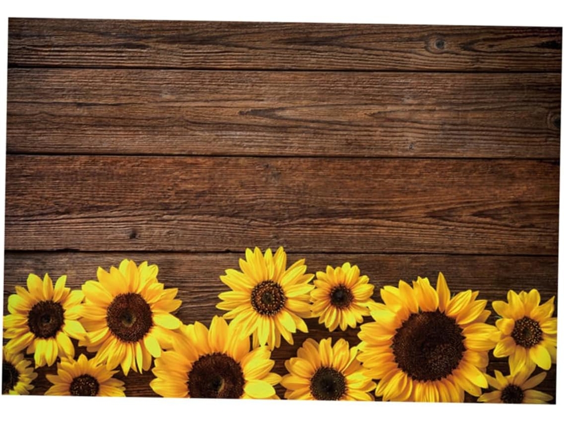 Fondo Rústico De Madera Con Girasoles Para Fotografía, Decoración De Baby Shower Y Cumpleaños.