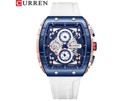 Relojes de pulsera para hombre, reloj cronógrafo multifunción de cuarzo analógico para hombre, reloj deportivo de moda, carcasa rosa, blanco LUUCOZ...