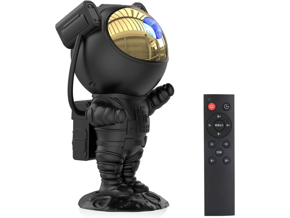 Proyector de galaxias con astronauta, luz nocturna, proyector de estrellas con nebulosa, lámpara LED estrellada (negro)