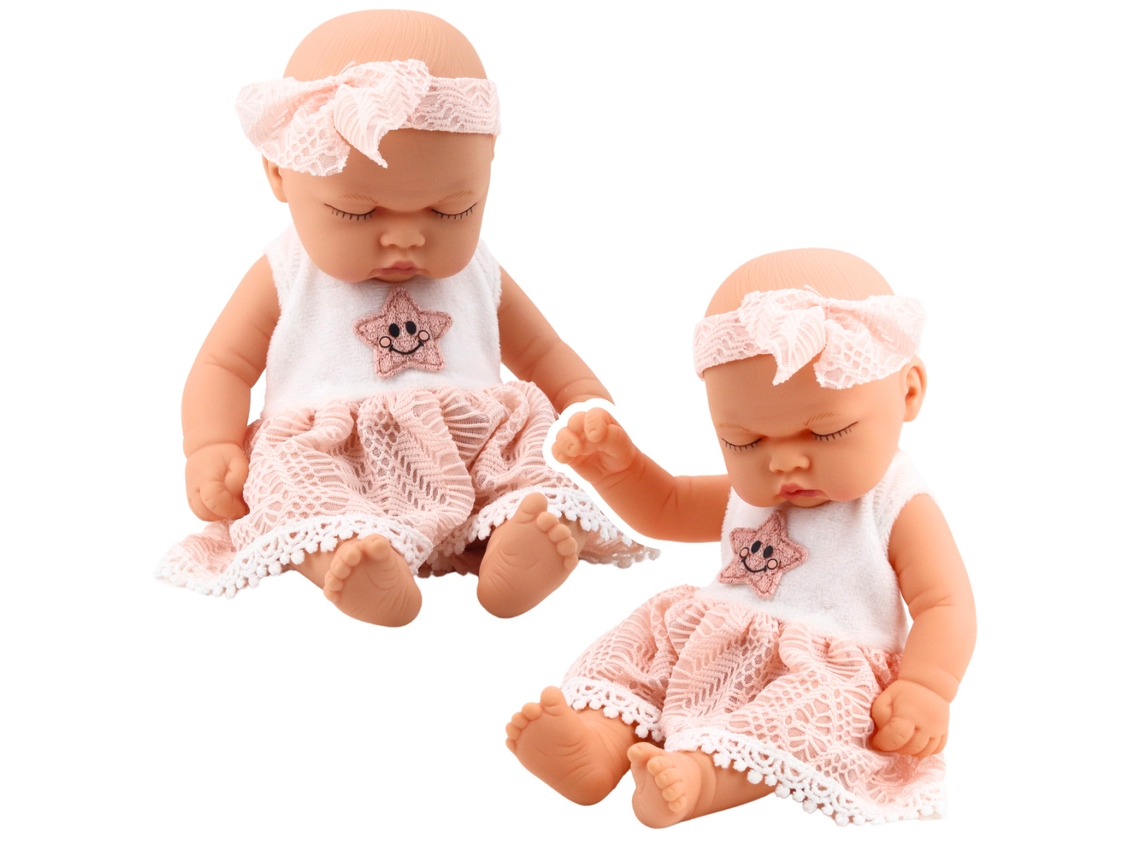 Vestido de encaje rosa B.active para muñeca bebé dormida con diadema en forma de estrella
